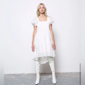 Amylynn White Coco Dress Borderie Anglaise Lace Cotton Dress Eyelet Baby Doll